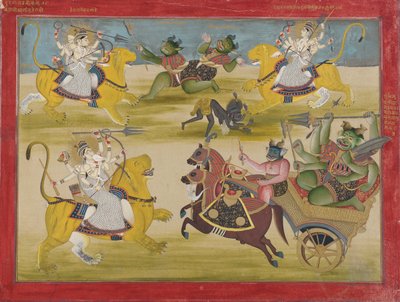 Durga vecht tegen de rakshasa