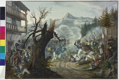 Gevecht tussen Beierse soldaten en Tiroler boeren door Unknown artist