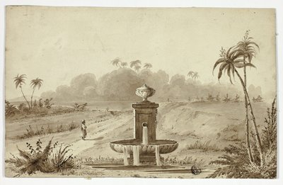 Fontein in oase door Unknown artist