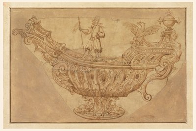 Fragment van een Ontwerp voor een Nef, of Fantastisch Middelpunt in de Vorm van een Boot door Unknown artist