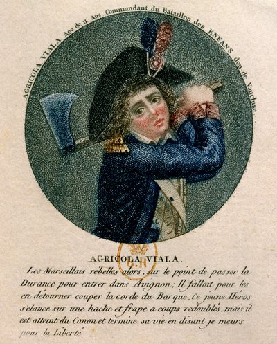 Franse Revolutie: portret van de jonge Joseph Agricol Viala die deelnam aan de opstand in Marseille in 1793 door Unknown artist