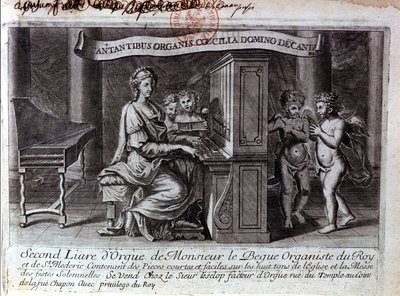 Frontispice van het tweede orgelboek van de heer Nicolas Lebègue door Unknown artist