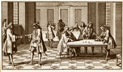 Speelkamer in de 18e eeuw - Gravure door Sebastien Le Clerc in 