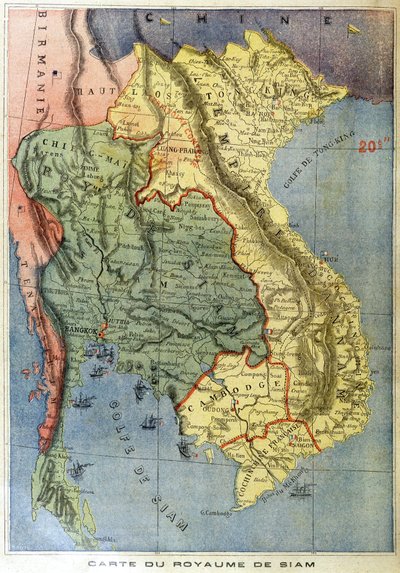 Geografische kaart van het koninkrijk Siam - in Le petit journal door Unknown artist
