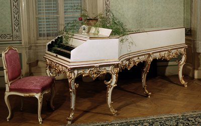Klavecimbel van de Oostenrijkse componist Wolfgang Amadeus Mozart (1756-1791) 18e eeuw Praag, Mozarteum museum door Unknown artist