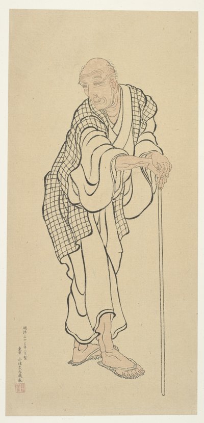 Hokusai als oude man door Unknown artist