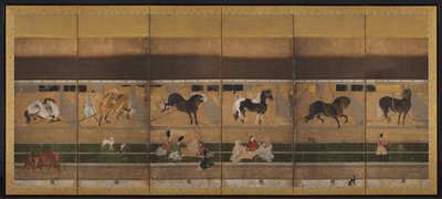 Paarden en Staljongens in de Stal door Unknown artist