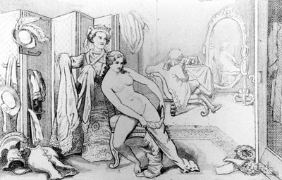 Illustratie van Casanova en een naakte vrouw - in 