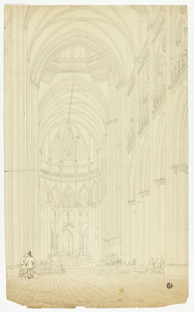 Interieur van een gotische kathedraal door Unknown artist