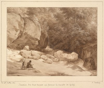 Samenkomst van de twee beken die de waterval van Grésy vormen door Unknown artist