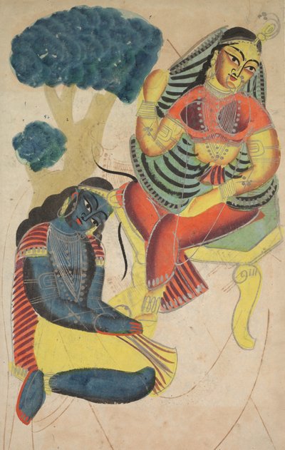 Krishna streelt Radha
