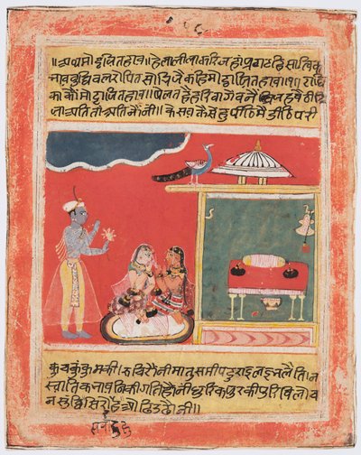 Krishna en Radha vermijden schaamte: Mottaita Bhava, uit een Rasikapriya door Unknown artist