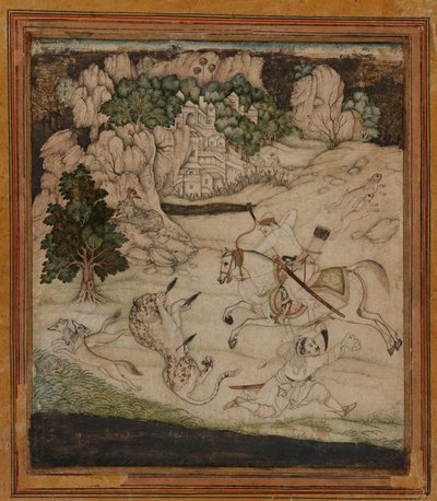Landschap - een jachtscène door Unknown artist