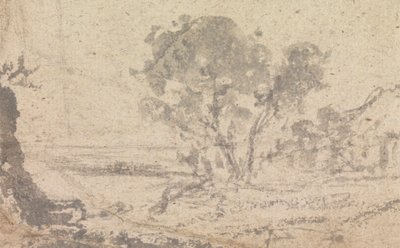 Landschapsschets met een boom door Unknown artist