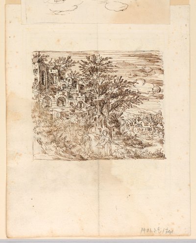 Landschap; verso: Grotesk Ontwerp door Unknown artist