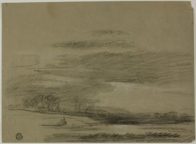 Landschap met Zon die door Wolken Breekt door Unknown artist