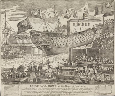 Te Water Laten van de Howe, van 120 Kanonnen, in Chatham door Unknown artist