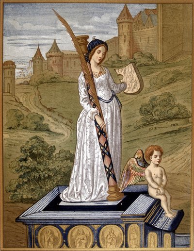 Laure leidt liefde naar de tempel van kuisheid (Laura de Noves) door Unknown artist