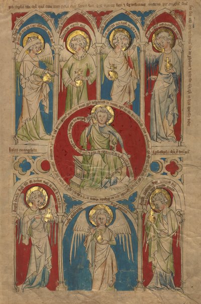 Blad uit een Apocalyps manuscript met miniaturen door Unknown artist