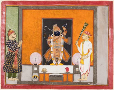 Maharao Ram Singh II van Kota aanbidt Brij Nathji als de bruidegom door Unknown artist