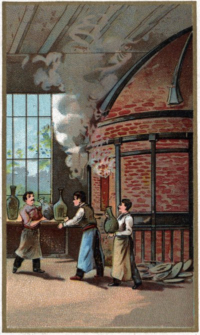 Porseleinproductie: koken. Chromolithografie van het einde van de 19e eeuw door Unknown artist