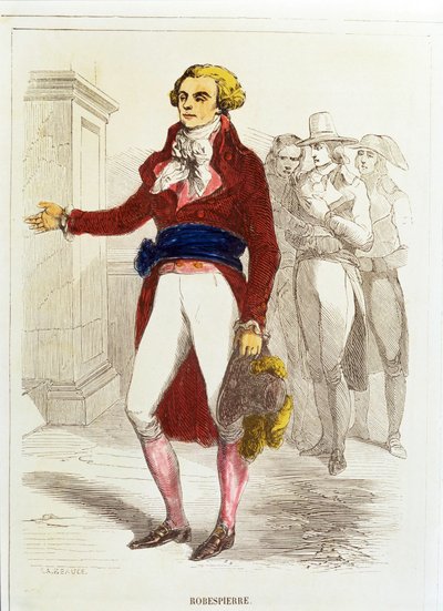 Maximilien Robespierre, Handgekleurde ets (handgekleurde ets) door Unknown artist