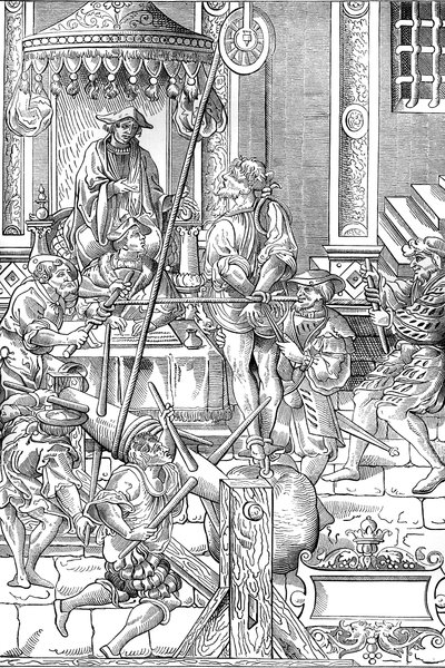 Middeleeuwse martelscène: de estrapade door Unknown artist
