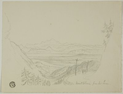 Mont Blanc vanaf de Jura door Unknown artist