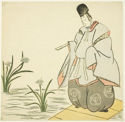 Narihira bij Yatsuhashi brug door Unknown artist