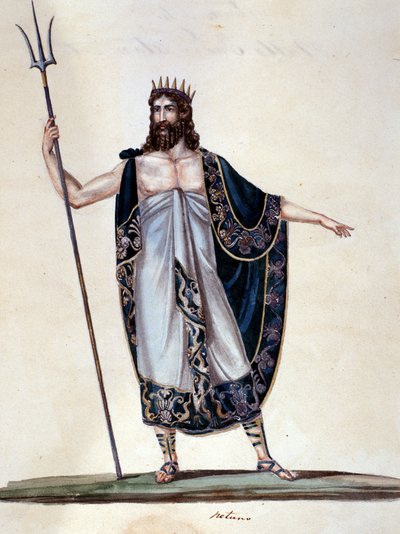 Neptunus - aquarel door Unknown artist