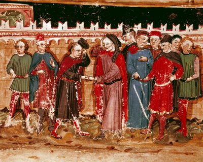 Ambtenaren van de gabelle. Miniatuur uit het manuscript (Ms. H V-5) 