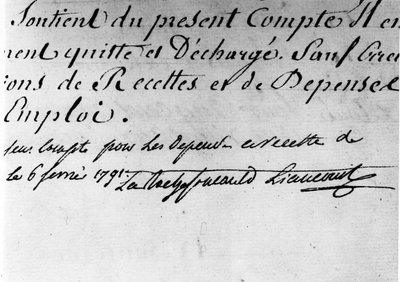 Bevel van de centrale administratie van het departement Ain, ondertekening van de Hertog van de Rochefoucauld Liancourt - Rochefoucauld Familiearchieven door Unknown artist