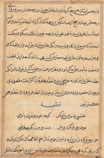 Pagina uit Verhalen van een Papegaai (Tuti-nama): tekstpagina door Unknown artist