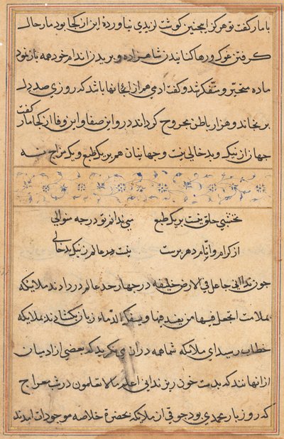 Pagina uit Verhalen van een Papegaai (Tuti-nama): tekstpagina door Unknown artist