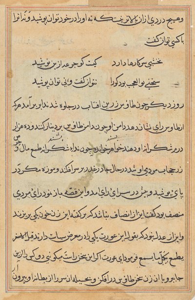 Pagina uit Verhalen van een Papegaai (Tuti-nama): tekstpagina door Unknown artist