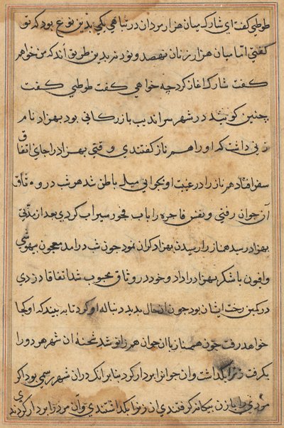 Pagina uit Verhalen van een Papegaai (Tuti-nama): tekstpagina door Unknown artist