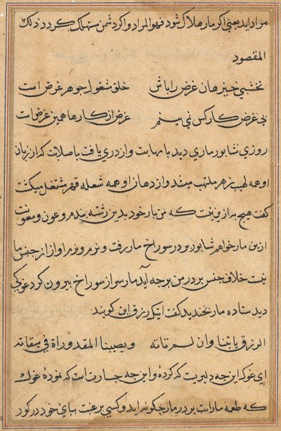 Pagina uit Verhalen van een Papegaai (Tuti-nama): tekstpagina door Unknown artist