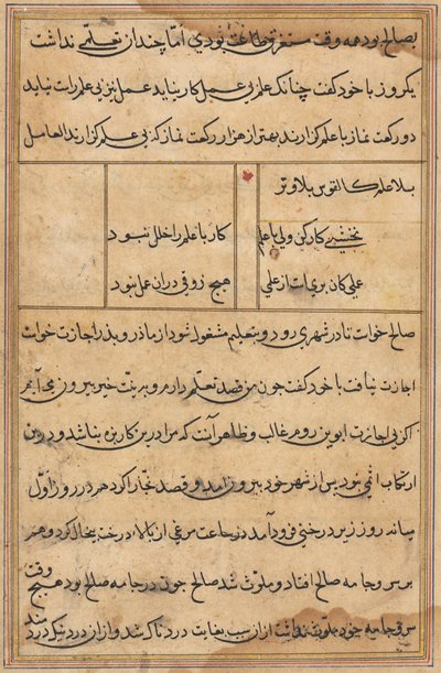 Pagina uit Verhalen van een Papegaai (Tuti-nama): tekstpagina door Unknown artist