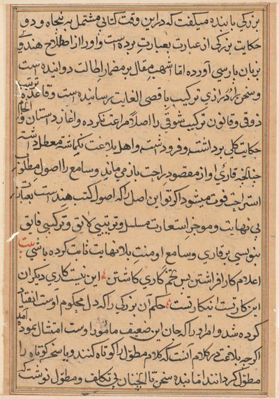Pagina uit Verhalen van een Papegaai (Tuti-nama): tekstpagina door Unknown artist