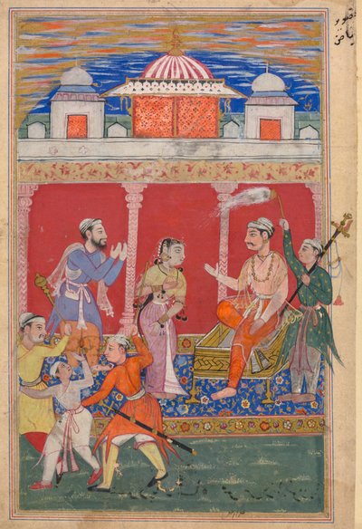 Pagina uit Verhalen van een papegaai (Tuti-nama): tekstpagina door Unknown artist