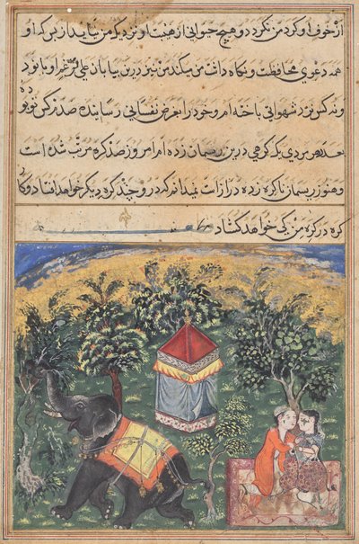 Pagina uit Verhalen van een papegaai (Tuti-nama): tekstpagina door Unknown artist