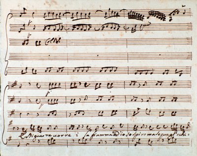 Pagina van de partituur van Estinguere vorrei aria in Griselda opera door Antonio Vivaldi door Unknown artist