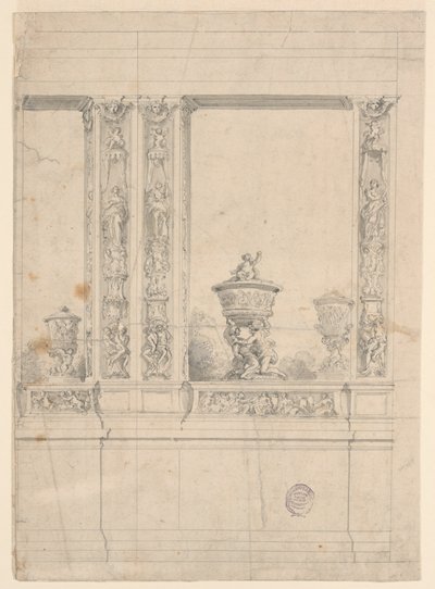 Beschilderde decoratie van een muur door Unknown artist
