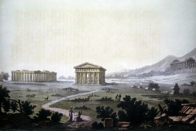 Schilderij van de tempels van Paestum, huidig Capaccio door Unknown artist