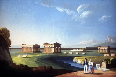 Tempels van Paestum, huidig Capaccio door Unknown artist