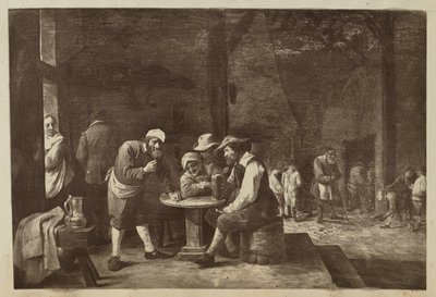 [Schilderij van mannen verzameld aan tafel] door Unknown artist