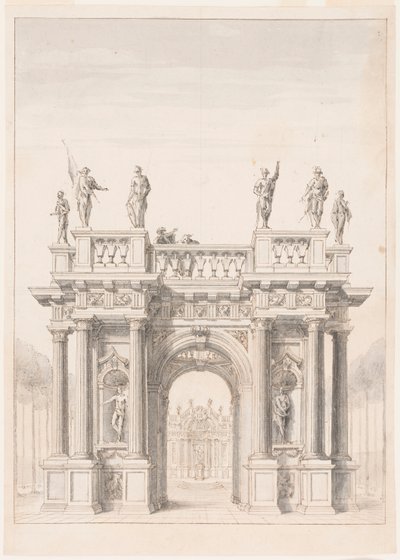 Paviljoen in een park door Unknown artist
