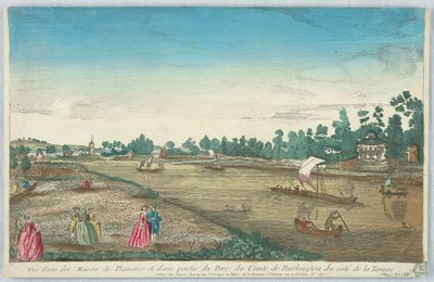 Kijkdoos, uitzicht op een van de buitenhuizen en een deel van het graafschap Burlington aan de Theems door Unknown artist