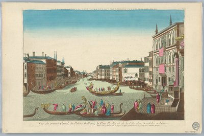 Kijkdoos, Uitzicht op het Grote Kanaal, het Balbori-paleis, de Realto-brug en het Condoles-feest in Venetië door Unknown artist