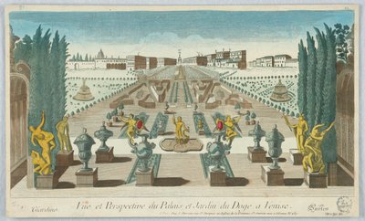 Kijkdoos, Vue et Perspective du Palais et Jardin du Doge à Venise, Giardino, Gartea, 12 door Unknown artist